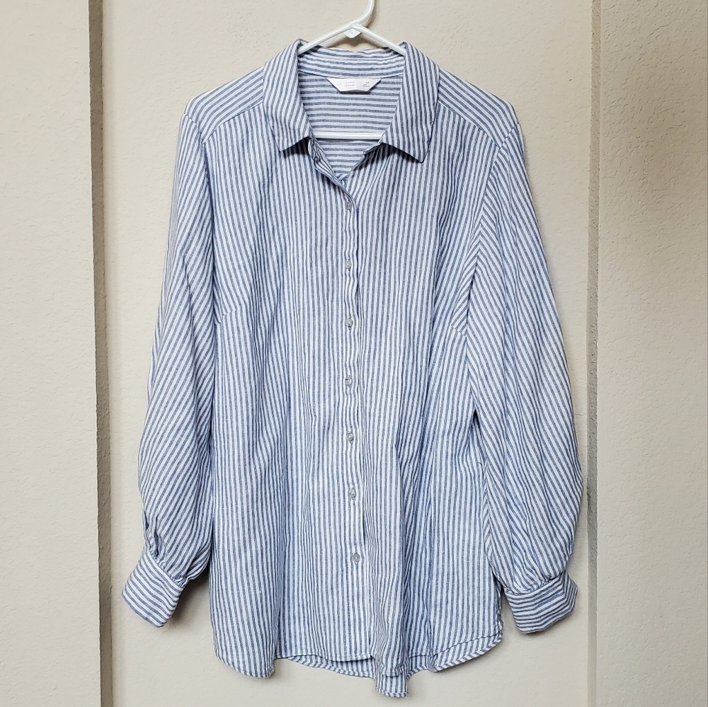 Lauren Conrad Striped Linen/Rayon Shirt.  Size 0x (14w)